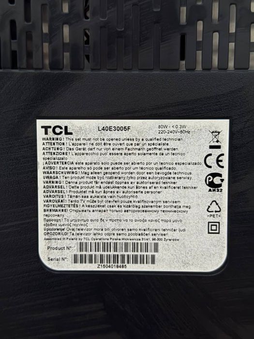 Телевізор TCL 40″ Full HD / пульт / L40E3005F