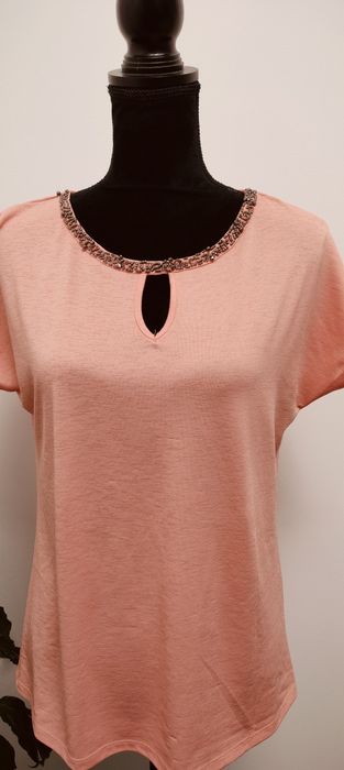 Bluzka elegancka morelowa 42 xl kamyczki