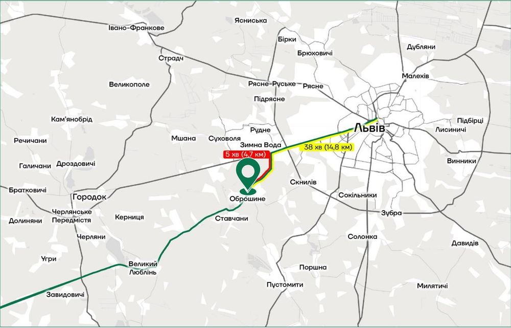 Оренда комерційного приміщення площею 281,45 м² в ТЦ в с. Оброшине