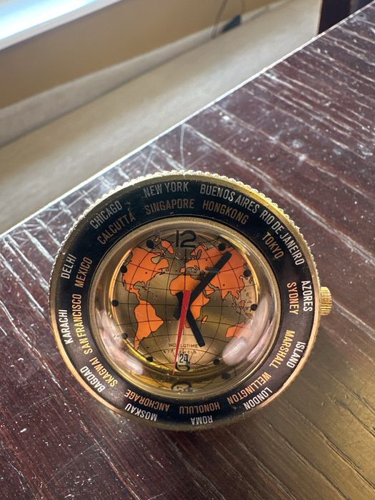 Zegarek biurkowy world time swiss made 17 jewels