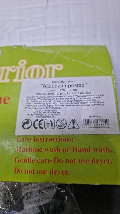 Strój dla dzieci "Waleczna postać" rozmiar: 128-134 cm