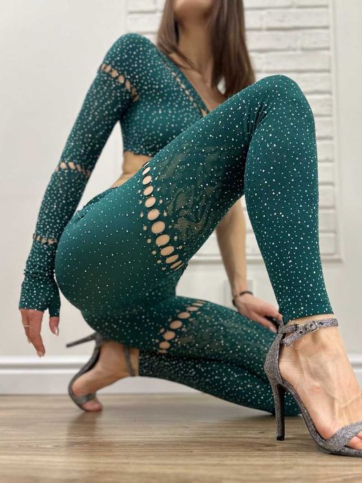 Комбінезон бодістокінг жіночий для фотосесії, танців зі стразами