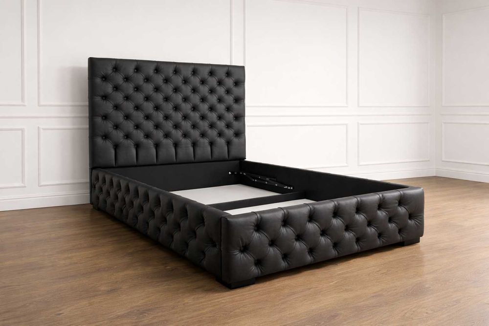 Łóżko pikowane skórzane Classic Chesterfield