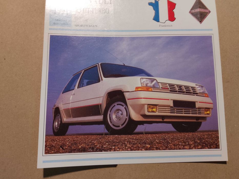 kolekcjonerska karta samochodu Renault R5 GT Turbo