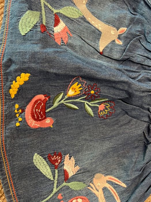 Saia ganga bordada menina criança