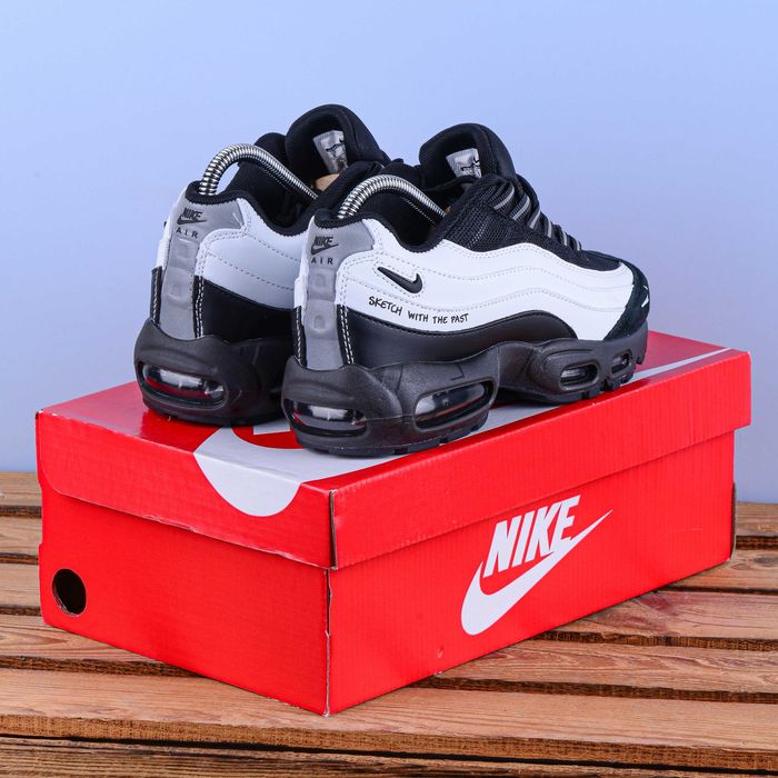 (2407) Кросівки Nike Air Max 95 білі з чорним (37-41) - найк найки В'єтнам
