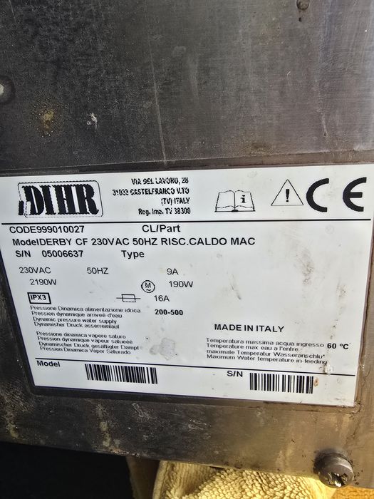 Máquina Lavar Loiça/Copos Industrial DIHR Derby CF (Para Peças/Reparar)