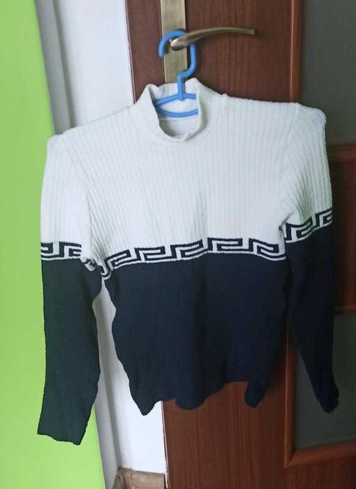 Półgolf granatowo biały wzór