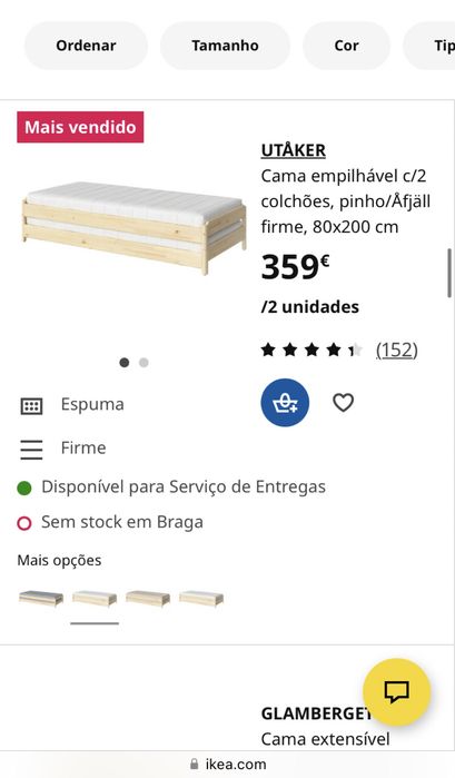 Camas empilhaveis Ikea Utaker madeira 80x200
