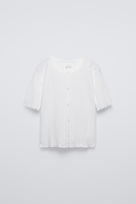 Біла блуза zara ажурна футболка для дівчинки р. 158-164