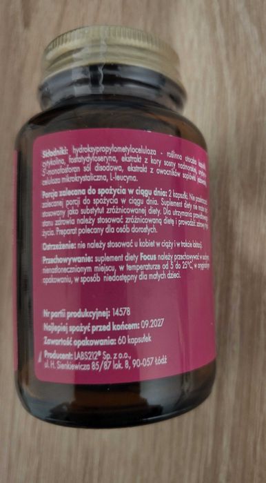 NOWY suplement diety Labs212 Focus Wsparcie koncentracji, 60 kaps.