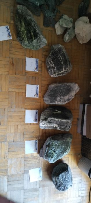Kamienie czarne z białymi żyłami