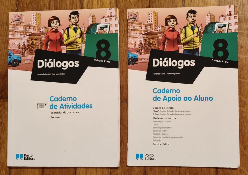 Conjunto Caderno de Atividades + Caderno de Apoio Português 8.º Ano - Diálogos Porto Editora