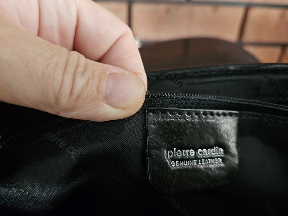Torebka skórzana czarna Pierre Cardin z krótkim i długim paskiem