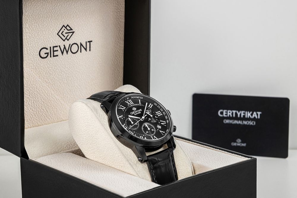 zegarek męski giewont chronograph sapphire czarny gw6260-a3