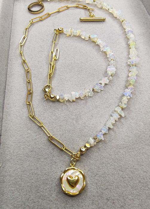 Opal kamień naturalny ręcznie wykonany zestaw