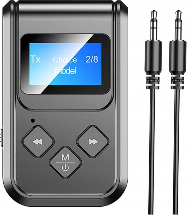 nadajnik bluetooth 5.0 z odbiornikiem audio lcd jack 3,5mm niski lag