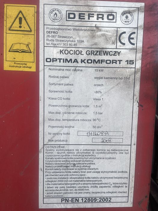 Piec Defro 15kww