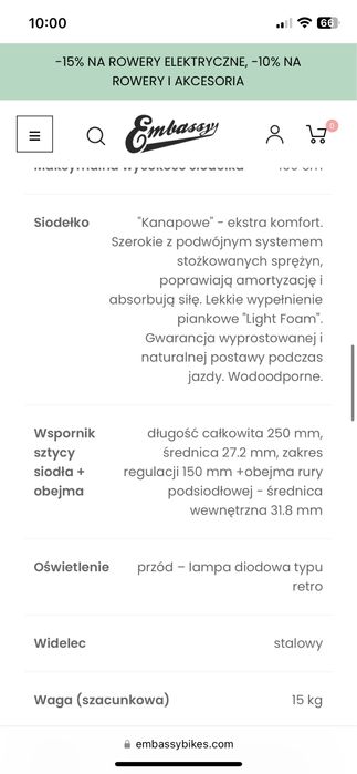 Rower cruisier miejski embassy damski aloha 28’’  stan bardzo dobry