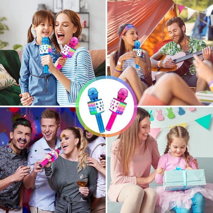 Zestaw 2x mikrofon karaoke BT, dla młodzieży i rodziny. Nowe, Hit!