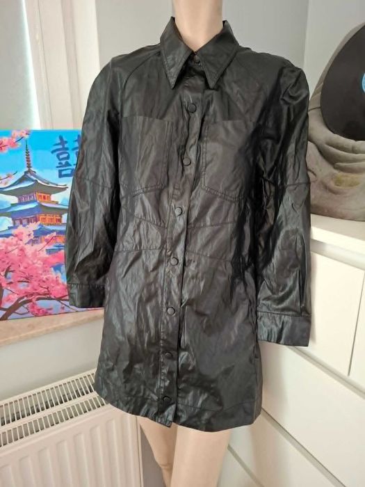 M 38 Zara Czarna koszula ze sztucznej skóry sztuczna skóra eco skóra gothic gotka moto grunge dla gotki letnia na lato klasyczna edgy vintage retro
