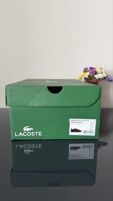 Кеди lacoste, чорні шкіряні кеди lacoste, women's carnaby set leather sneakers, 50sfa0056