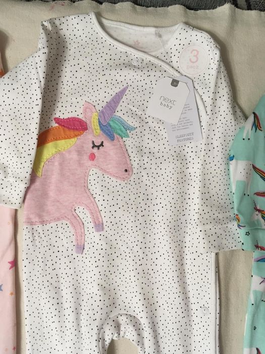 Набор человечек пижамка хлопковый новый 6-9 мес с единорогами