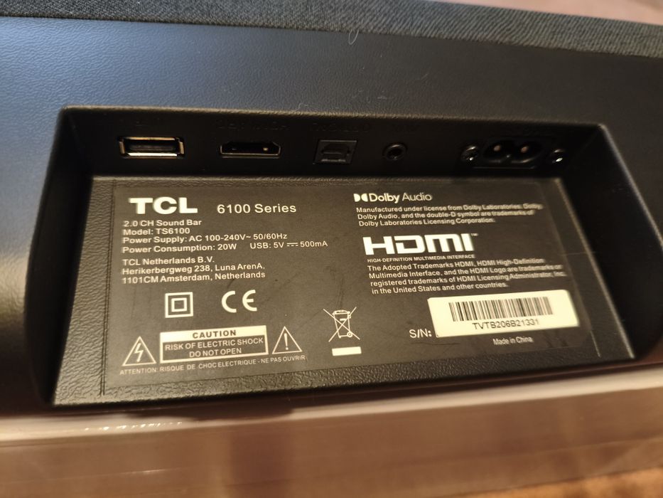 Sound bar TCL 6100 2.0 HDMI bluetooth