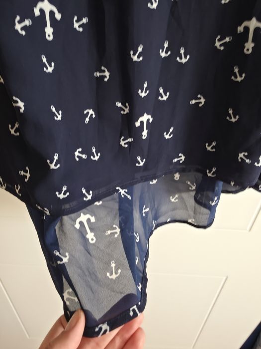 Sukienka Dunnes granatowa marynarska kotwice midi lato r. 38 M