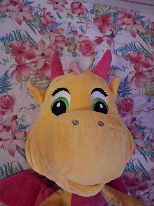 Pluszak smok żółto różowy