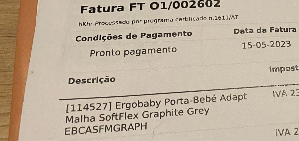 Porta bebe novo cor cinza