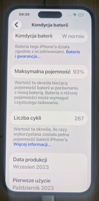 iPhone 15 plus 128GB czarny 93% bateria stan bdb komplet