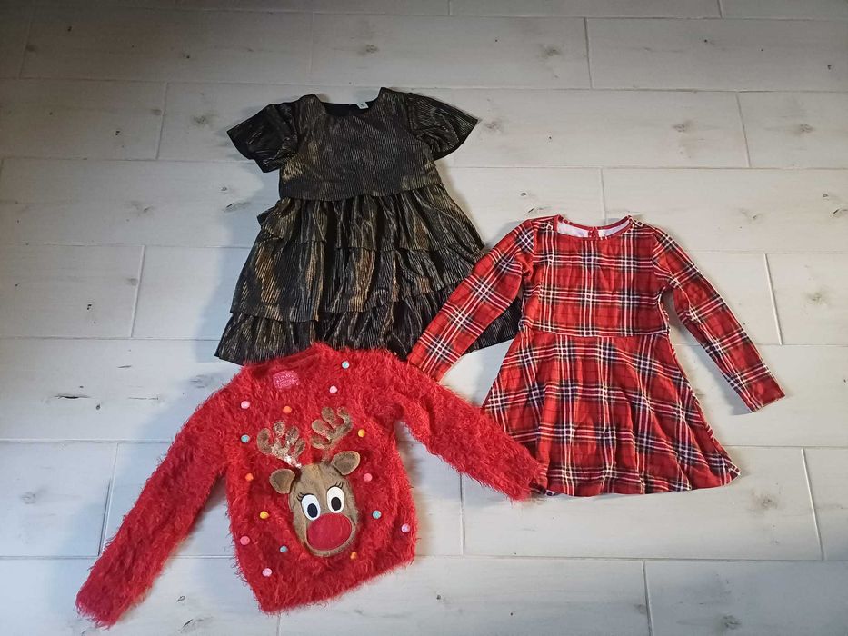 sukienki i sweterek świąteczny rozmiar 110