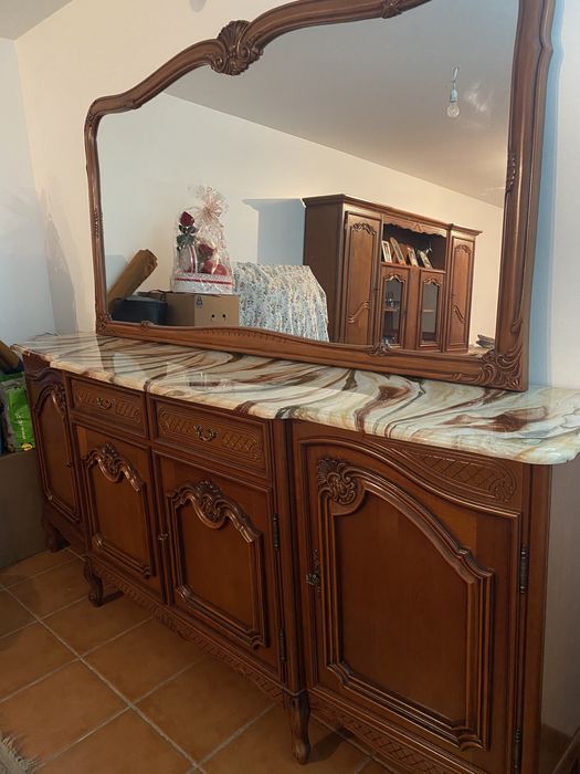 Conjunto completo de sala em madeira cerejeira