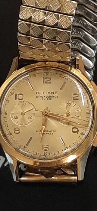 złoty 18k zegarek - chronograf - piękny stan