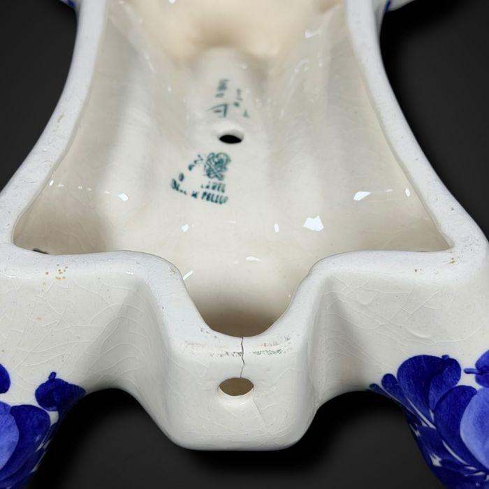 świecznik ścienny fajans Włocławek kwiaty kobalt b6/012436