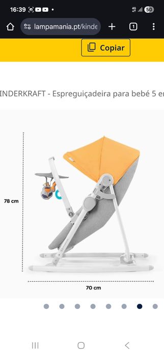 Kinderkraft espreguicadeira/berço para bebé