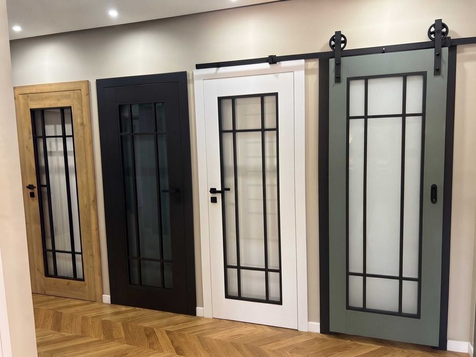 Drzwi wewnętrzne Windoor LOFT ELEGANCE | biały, kaszmir, eukaliptus, czarny, dąb górski, warm grey | szyba przezroczysta satynowa dymna | 60-90