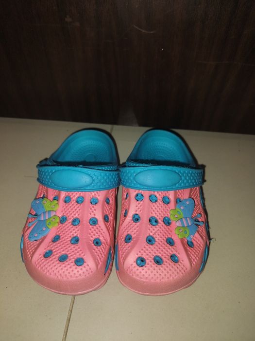 Klapki basenowe jak Crocs ogrodowe dziewczynka Różowe turkusowe 28