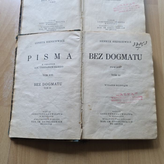 Henryk Sienkiewicz Bez Dogmatu Przedwojenne 1934r Komplet Sygnowane