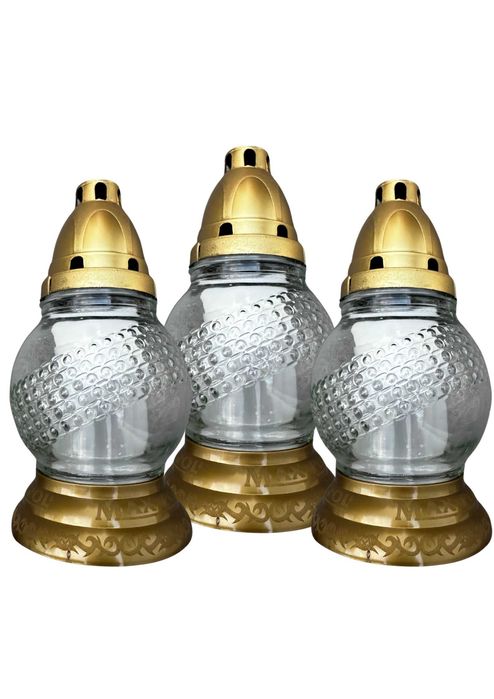 Szklane znicze z wkładami 16cm - 15 sztuk