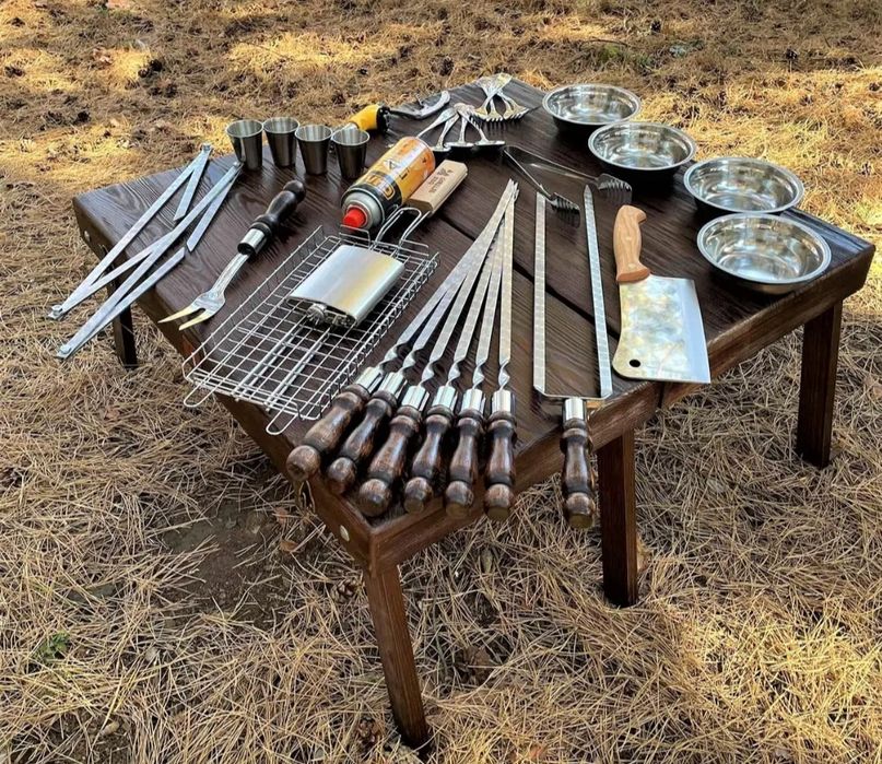 Набір шампурів + стол-кейс  подарунковий   Gorilla BBQ 32 предмета дл