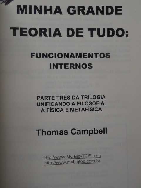 My Big Toe - Minha Grande Teoria de Tudo  de Thomas Campbell - 3 Volumes - 1ª Edição