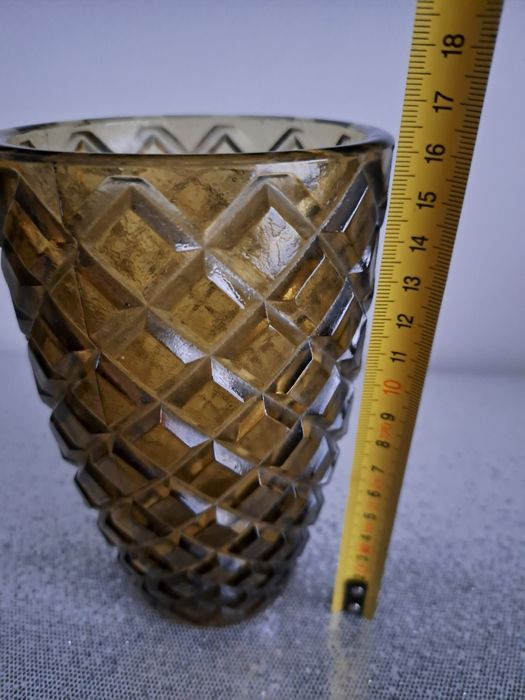 Designerski szklany wazon optyczny z czasów PRL