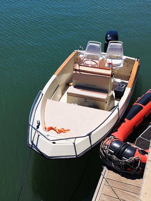 Barco desportivo, barco de pesca com Elan GT495F com Mercury 2T de 100 cv e reboque