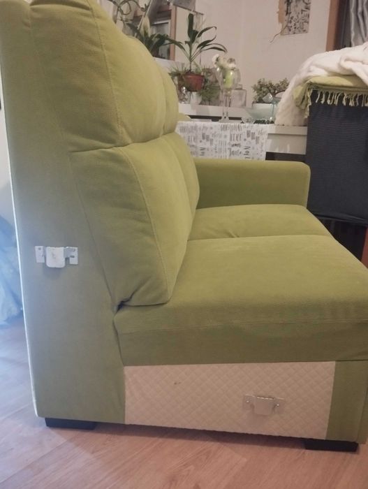 Sofá em L Desmontável em 3 Verde Pouco Usado - Como Novo