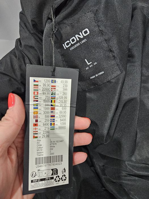 Biało czarna nowa kurtka zimowa m-xl Icono