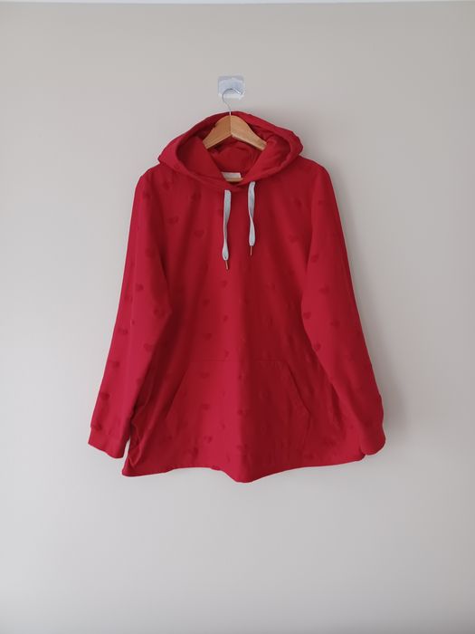 Bawełniana bluza oversaiz kangurka XXXL czerwona Ulla Popken