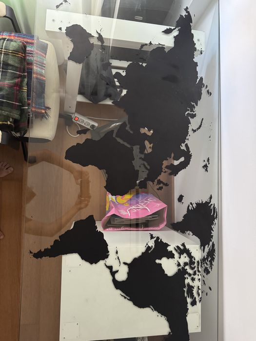 Tampo de Secretária em Vidro Mapa Mundo