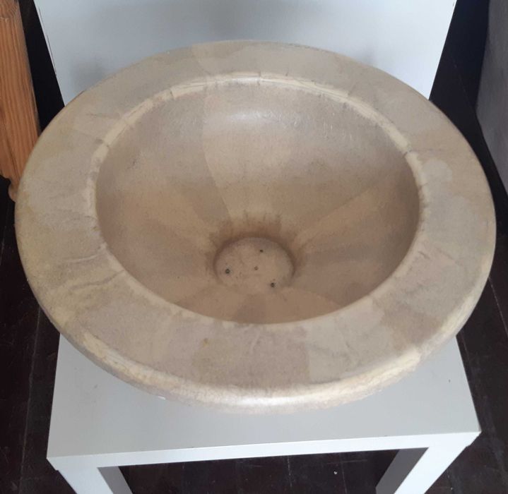 Grande Bacia Lavatório Vaso Floreira Plástico Imitar Mármore